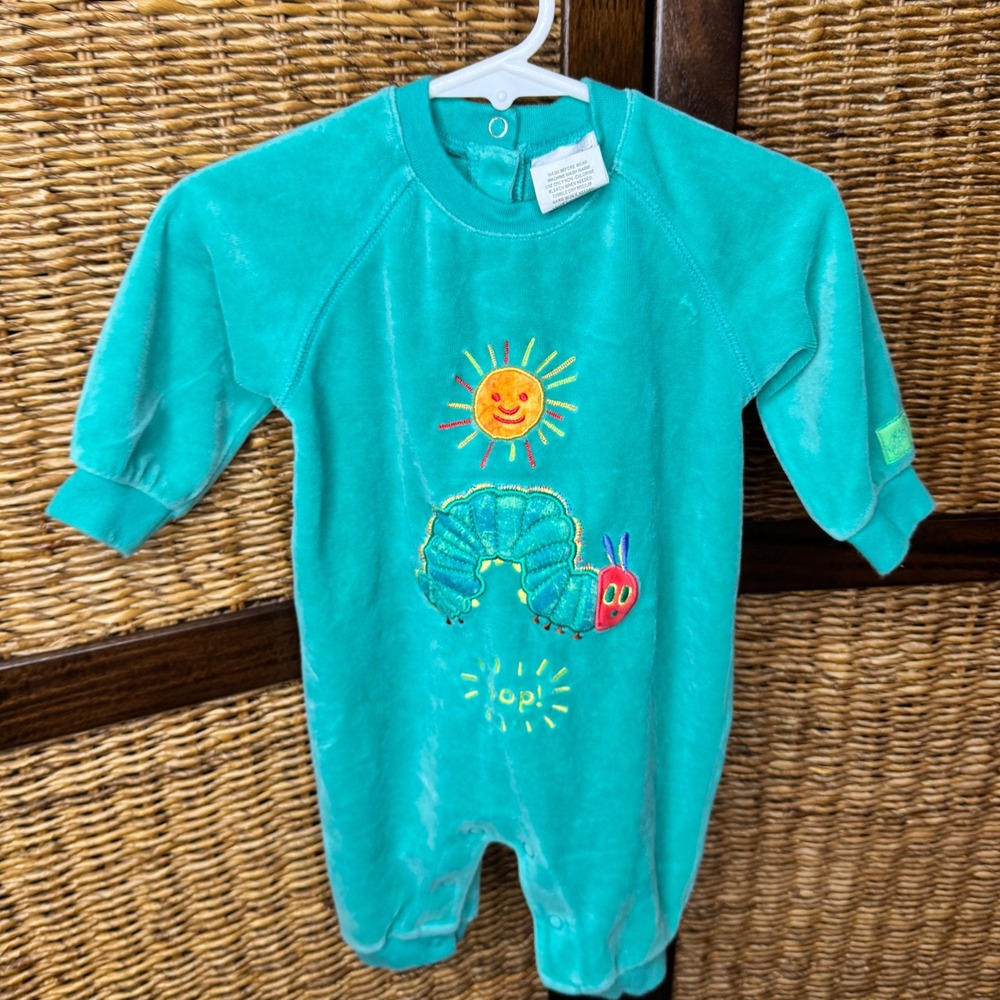 Vintage Carters The Very Hungry Caterpillar Velour Romper 3-6M Eric Carle Baby